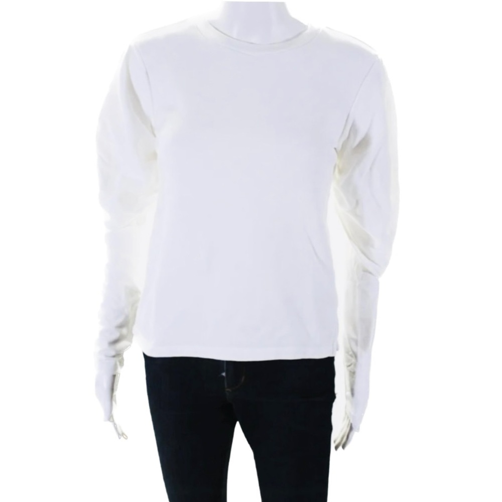 GOEN.J | XS / SP / 4 | White Puffed Sleeve White Cotton Pullover Sweatshirt Top